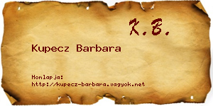 Kupecz Barbara névjegykártya